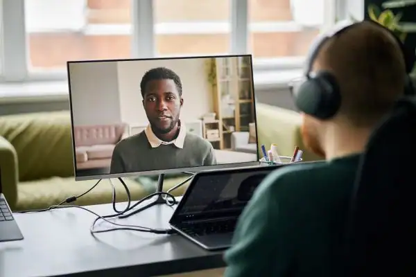 Man attending online mediation Weymouth MIAMS session
